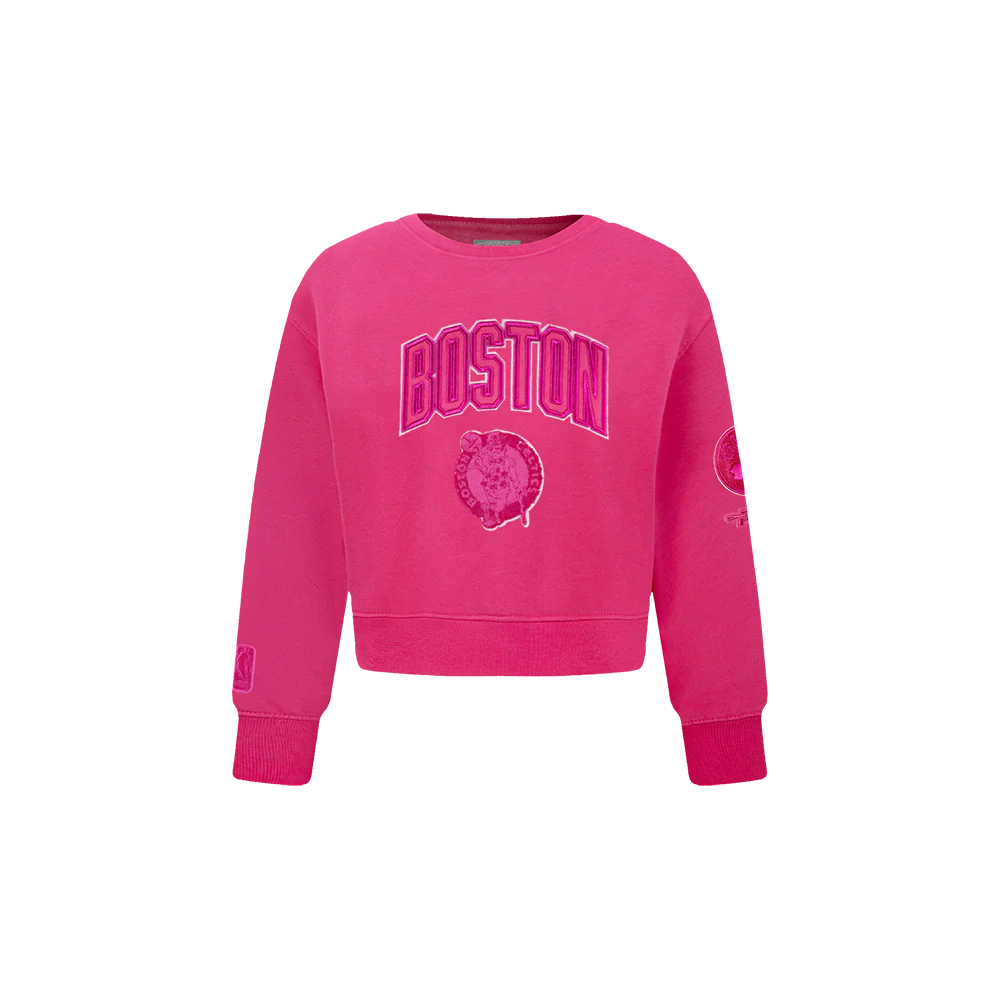 NBA BOSTON CELTICS TRIPLE PINK TODDLER GIRLS FLEECE CREWNECK (BEETROOT PURPLE)