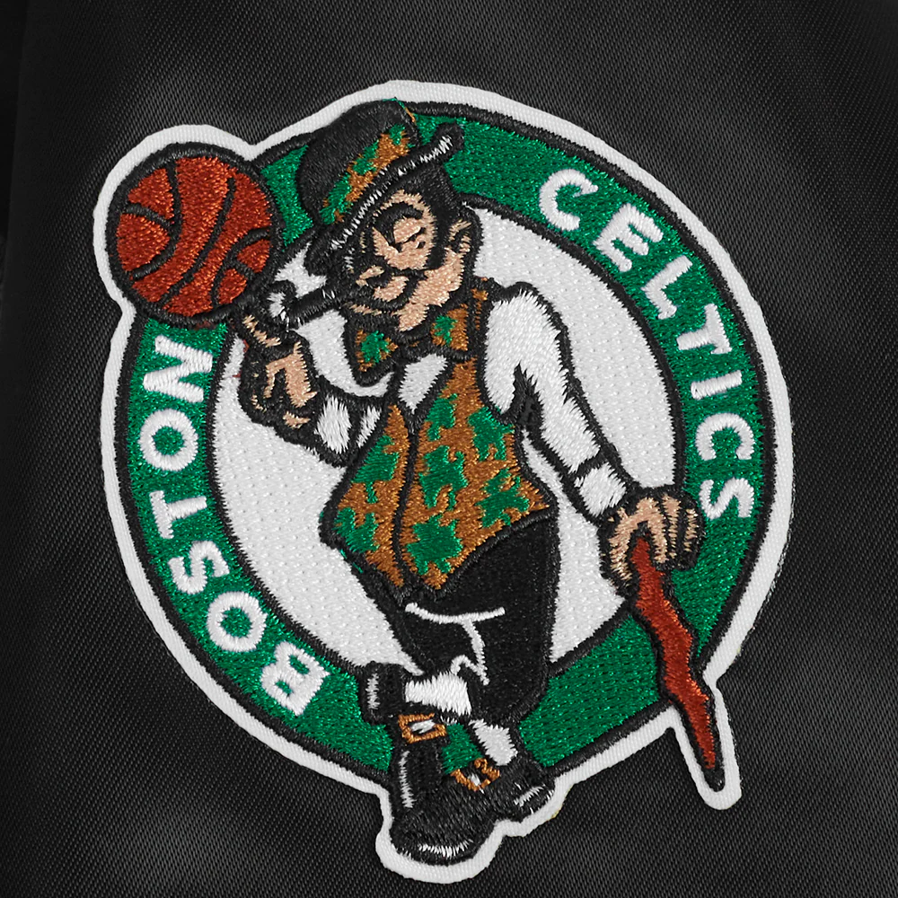 NBA BOSTON CELTICS SCRIPT TAIL WOMEN'S SATIN JACKET (BLACK) - Image 7