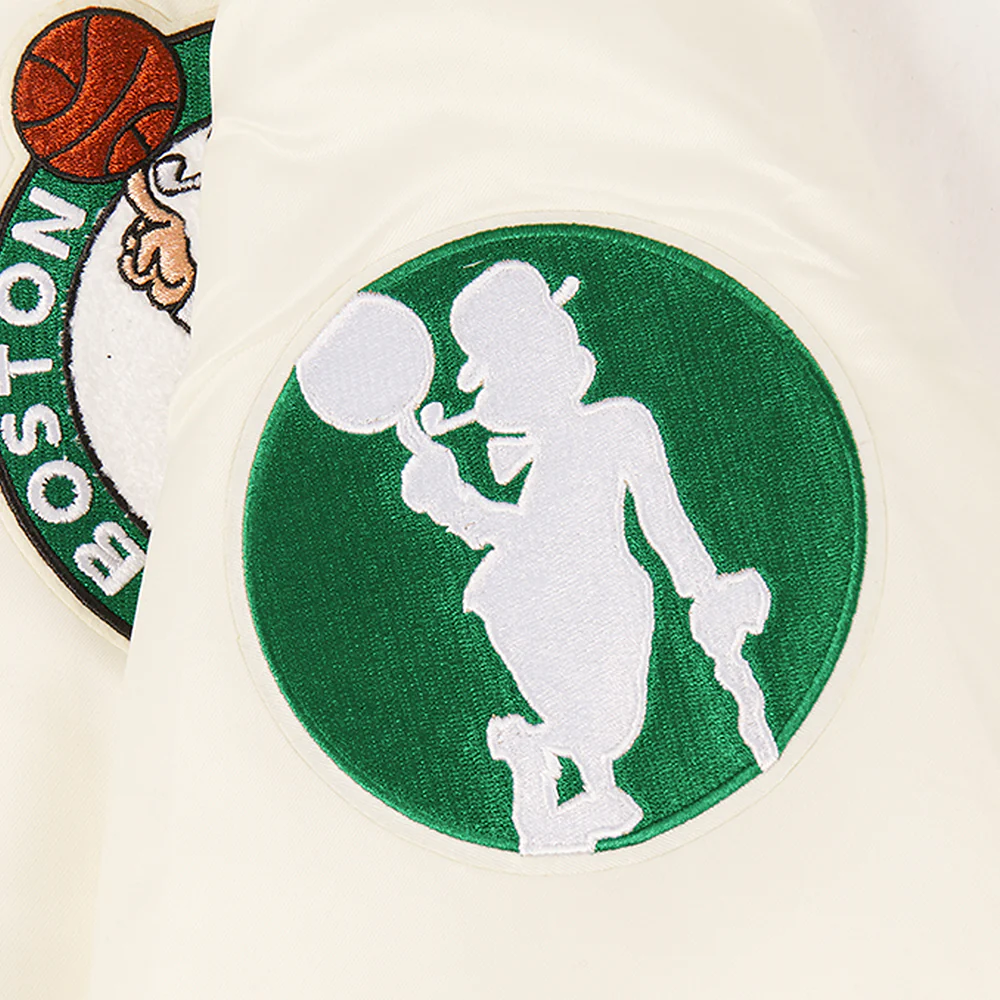 NBA BOSTON CELTICS RETRO CLASSIC WOMEN'S RIB SATIN JACKET (EGGSHELL/ KELLY GREEN) - Image 7