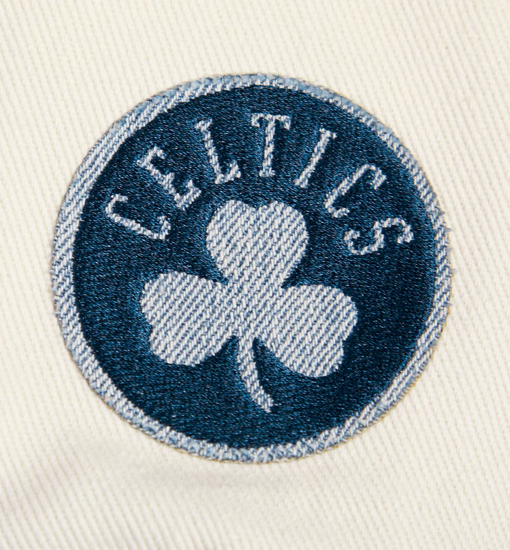NBA BOSTON CELTICS VARSITY BLUES WOMEN'S DENIM VARSITY JACKET (DENIM/LINEN) - Image 5