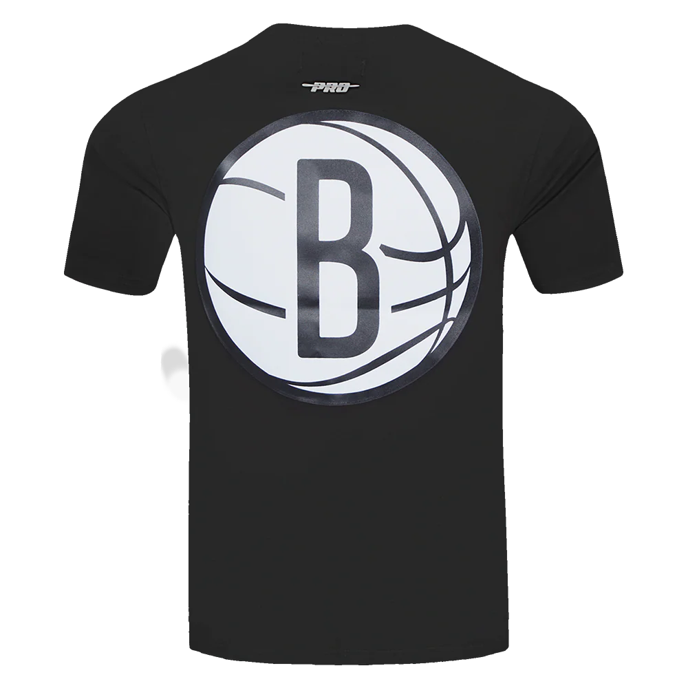 NBA BROOKLYN NETS CLASSIC MESH MEN'S SINGLE JERSEY STRIPED TEE (BLACK/GRAY) - Image 3