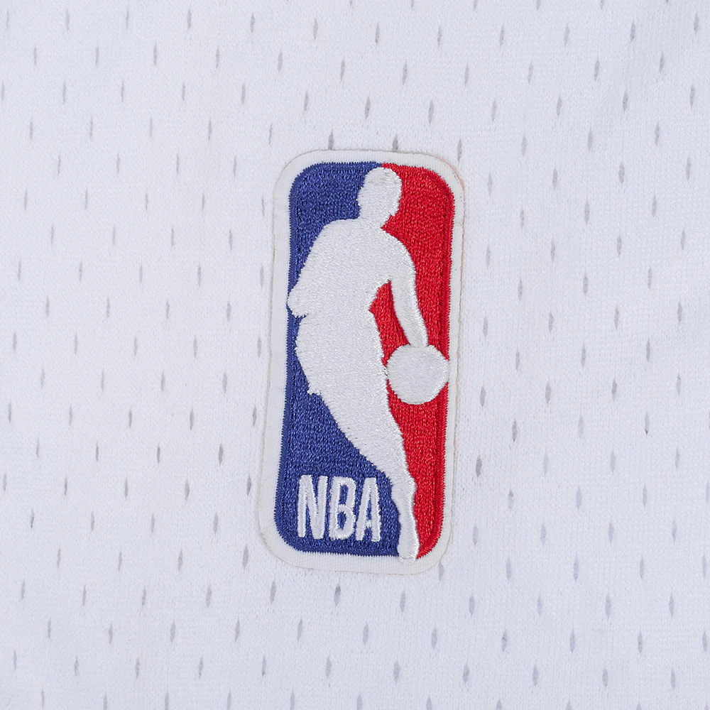 NBA BROOKLYN NETS CLASSIC MEN'S MESH BUTTON DOWN SHIRT (WHITE/BLACK/WHITE) - Image 6
