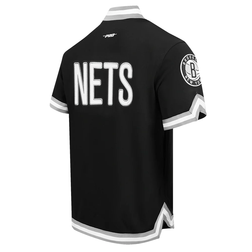 NBA BROOKLYN NETS CLASSIC MEN'S PRO SS DOUBLE KNIT JACKET (BLACK/GRAY) - Image 4