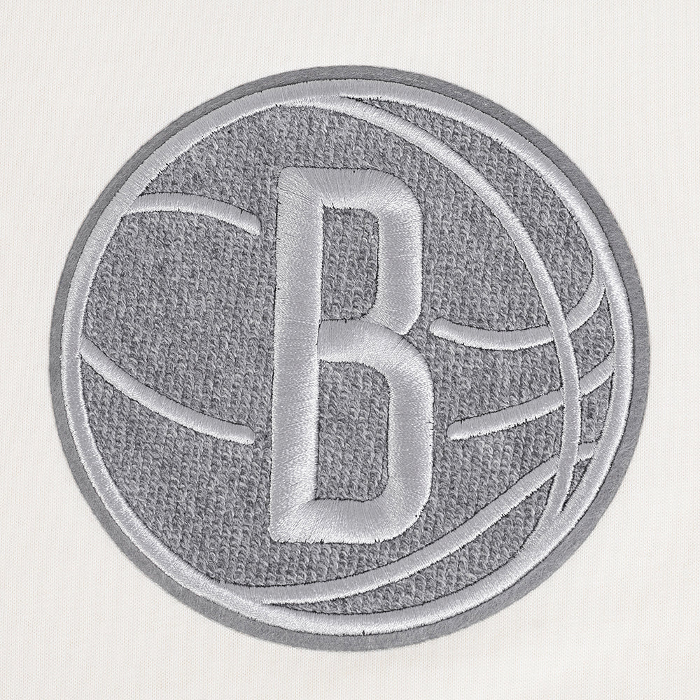 NBA BROOKLYN NETS REVERSE FRENCH TERRY MEN'S COTTON JERSEY DROP SHOULDER TEE (EGGSHELL) - Image 5