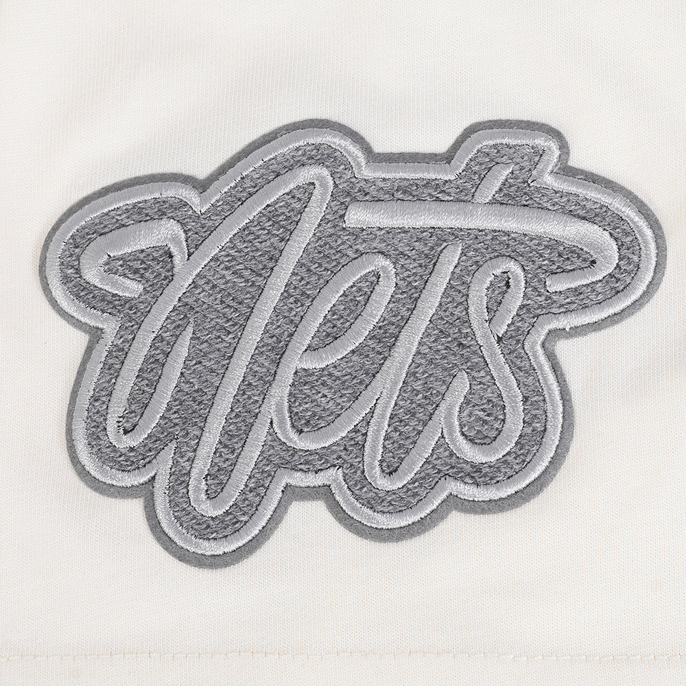 NBA BROOKLYN NETS REVERSE FRENCH TERRY MEN'S COTTON JERSEY DROP SHOULDER TEE (EGGSHELL) - Image 6