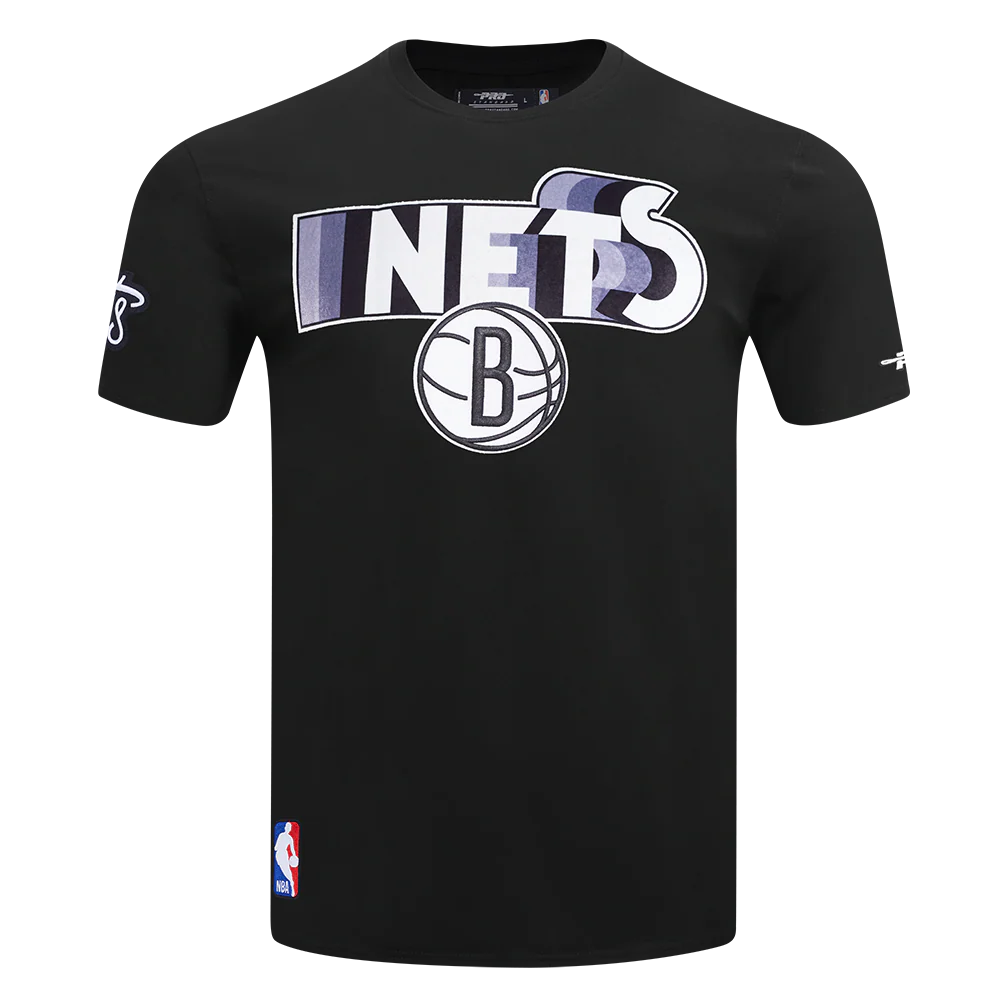 NBA BROOKLYN NETS RETRO ELEVATION MEN'S SINGLE JERSEY TEE (BLACK)