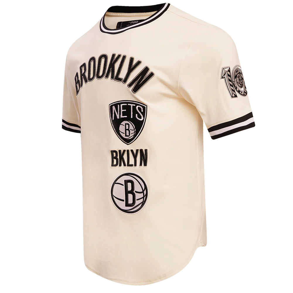 NBA BRROKLYN NETS RETRO CLASSIC MEN'S TEE (EGGSHELL/ BLACK) - Image 2
