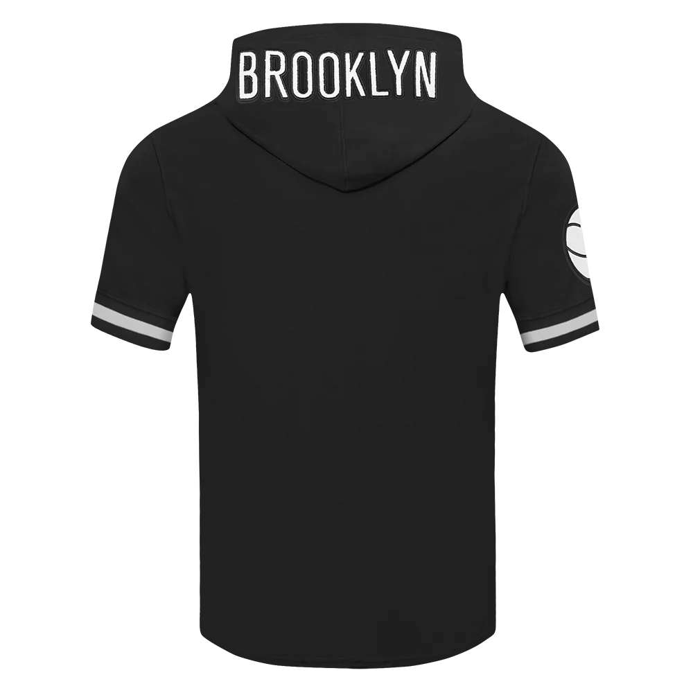 NBA BROOKLYN NETS CLASSIC MEN'S CHENILLE DK SS PO HOODIE (BLACK) - Image 3