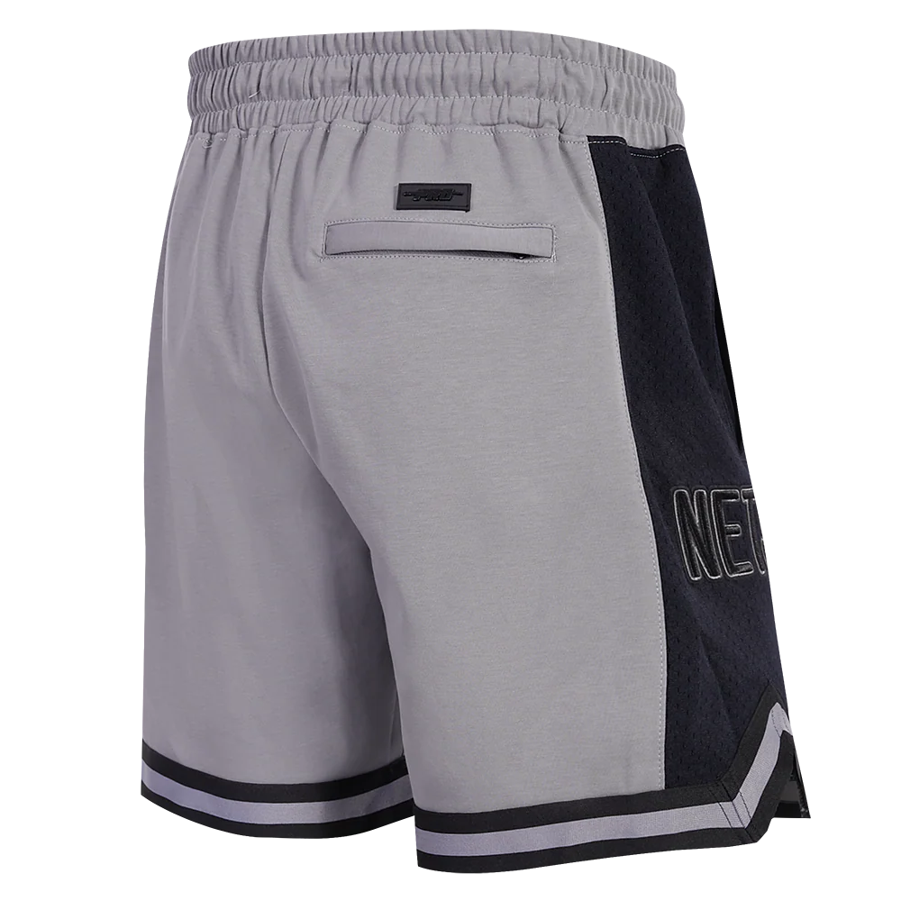 NBA BROOKLYN NETS SCRIPT TAIL MEN'S DOUBLE KNIT 2.0 SHORT (GRAY/BLACK) - Image 3