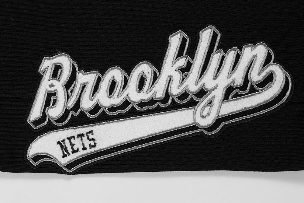 NBA BROOKLYN NETS SCRIPT TAIL MEN'S RIB FLEECE SWEATPANT (BLACK/GRAY) - Image 6
