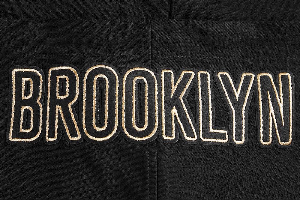 NBA BROOKLYN NETS BLACK & GOLD DOUBLE KNIT MEN'S FULL ZIP PULLOVER HOODIE (BLACK) - Image 8