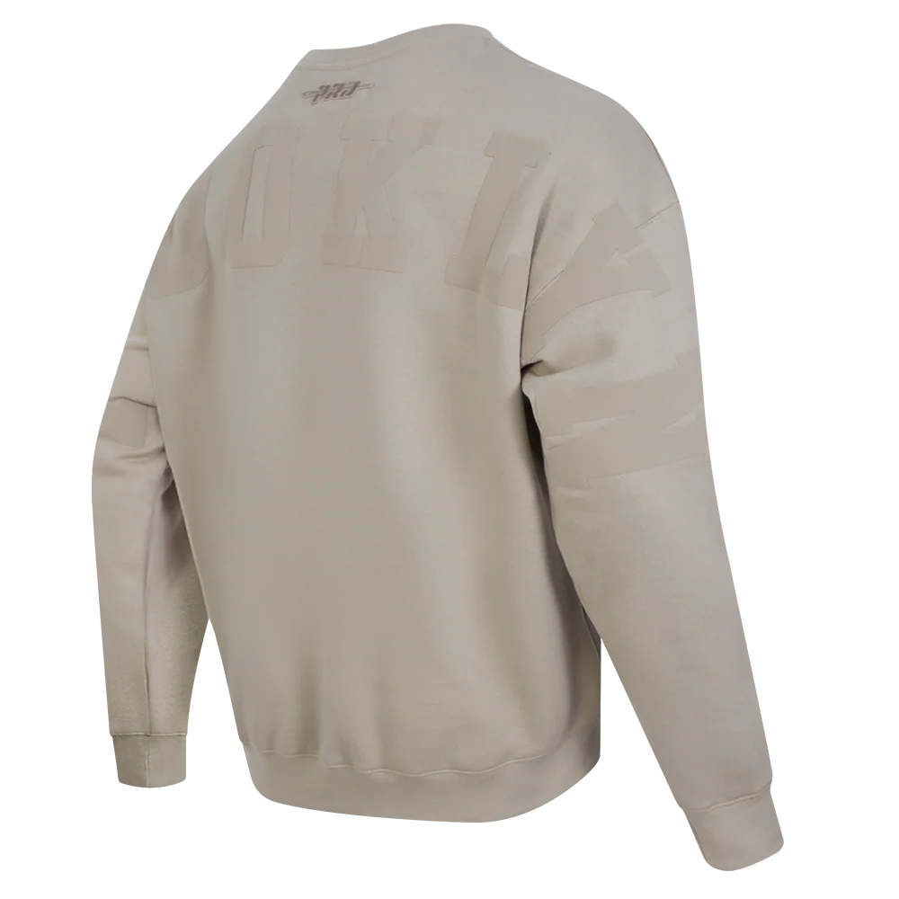 NBA BROOKLYN NETS WINGSPAN MEN'S DROP SHOULDER FLEECE CREWNECK (TAUPE) - Image 4