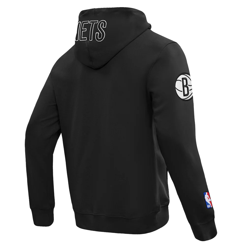 NBA BROOKLYN NETS CLASSIC WIND SUIT MEN'S WOVEN FULL ZIP PULLOVER HOODIE (BLACK) - Image 4