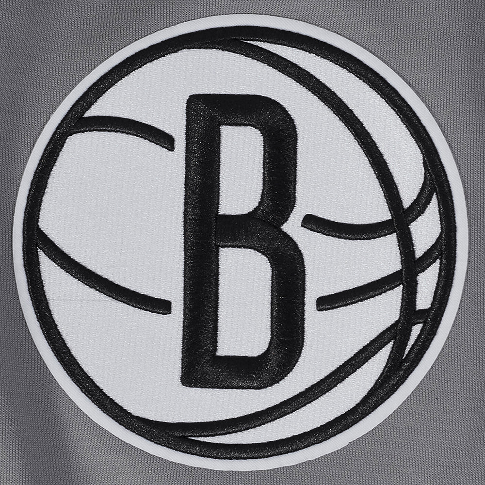 NBA BROOKLYN NETS CLASSIC CHENILLE MEN'S FULL ZIP PULLOVER HOODIE (GRAY) - Image 7