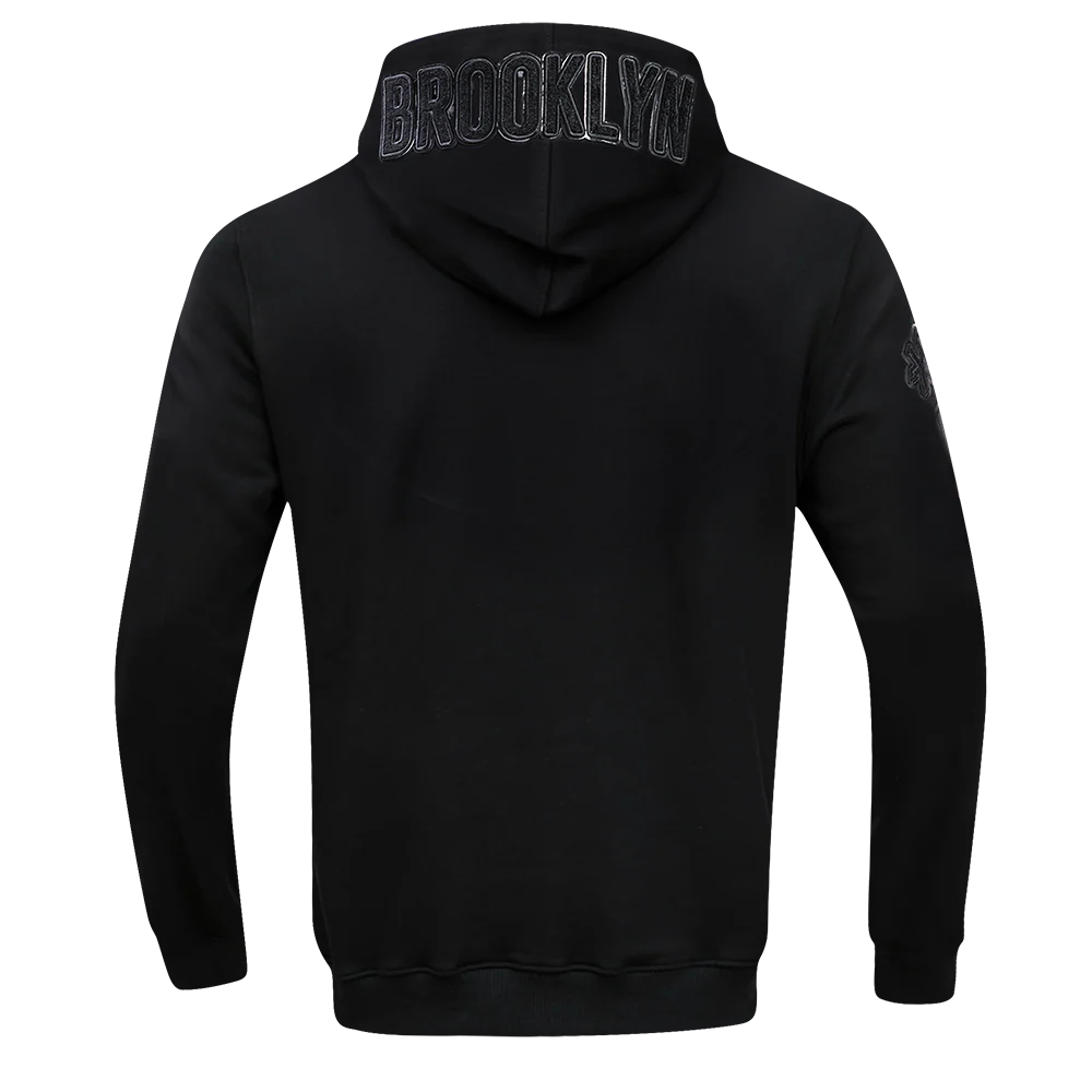 NBA BROOKLYN NETS TRIPLE BLACK ZIPPER HOODIE (BLACK) - Image 3