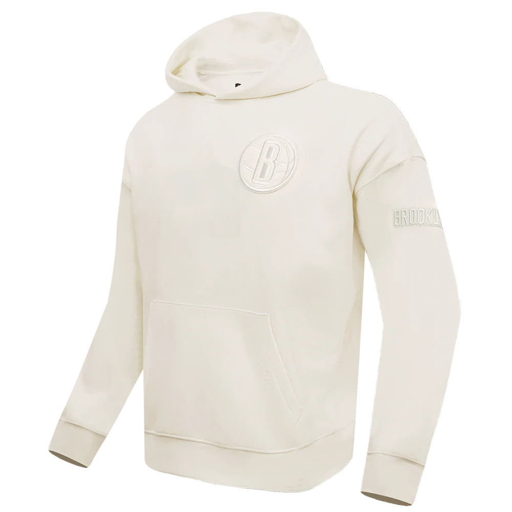 NBA BROOKLYN NETS NEUTRAL DROP SHOULDER MEN'S PULLOVER HOODIE (EGGSHELL) - Image 2