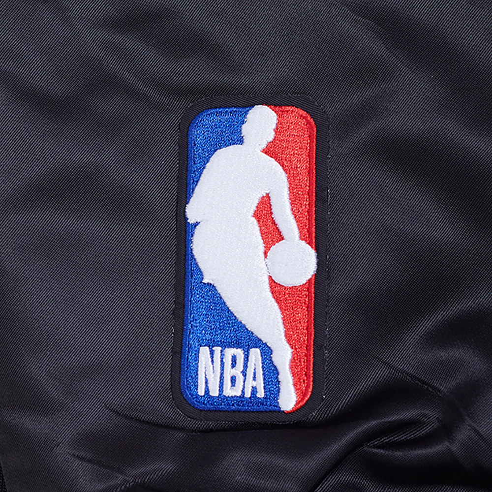 NBA BROOKLYN NETS CREST EMBLEM MEN'S SATIN JACKET (BLACK) - Image 7