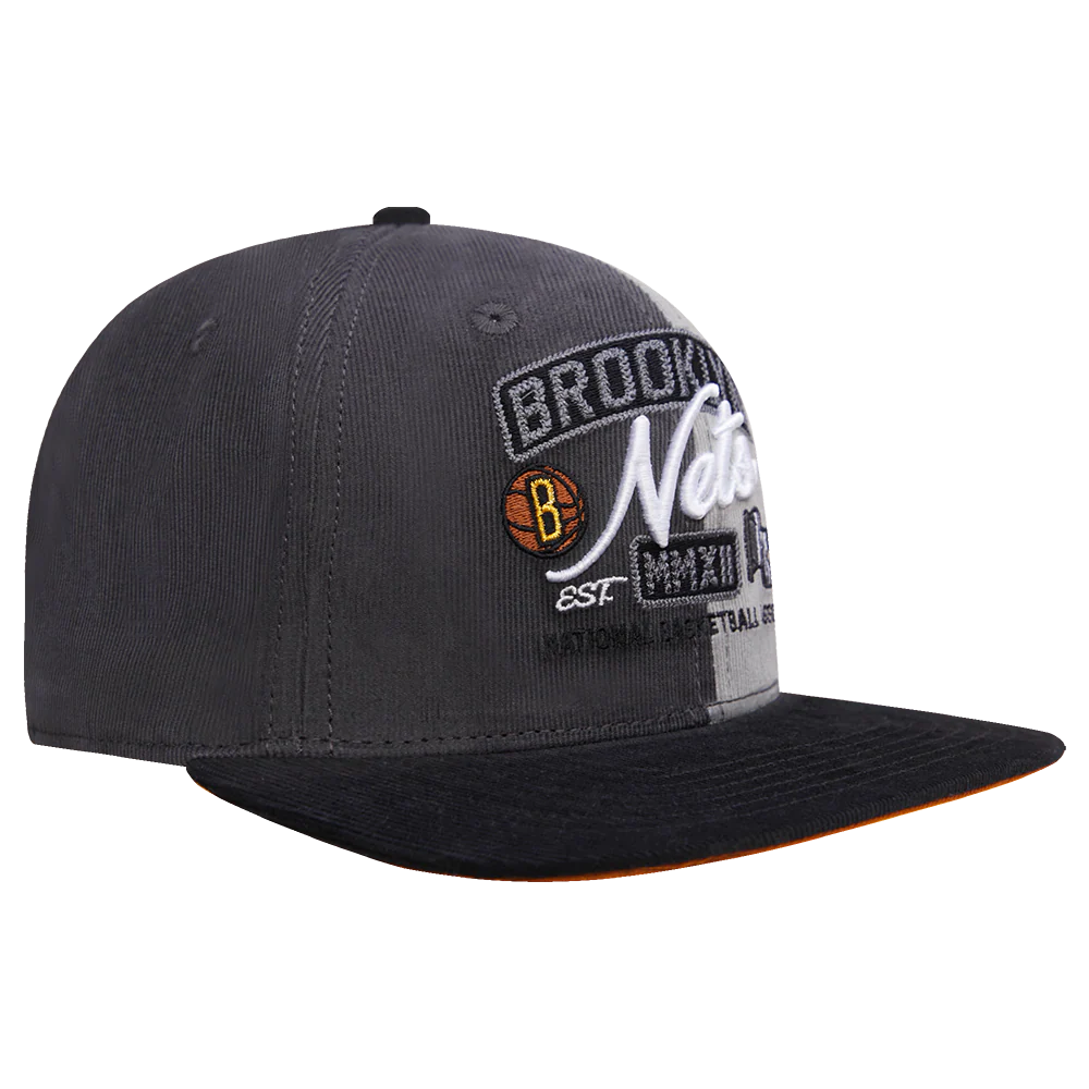 NBA BROOKLYN NETS MULTI CORDUROY SNAPBACK HAT (GRAY/MULTI) - Image 2