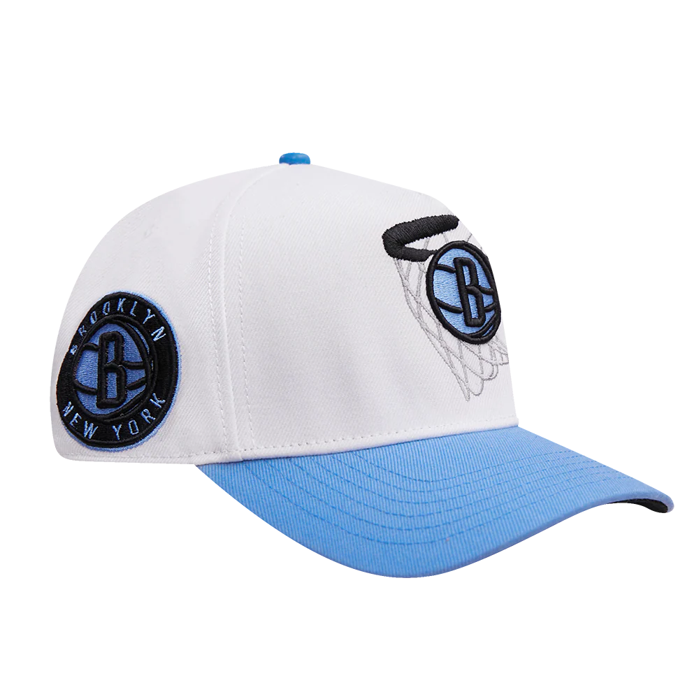 NBA BROOKLYN NETS POWDER BLUE PINCH FRONT SNAPBACK HAT (WHITE/UNIVERSITY BLUE) - Image 2