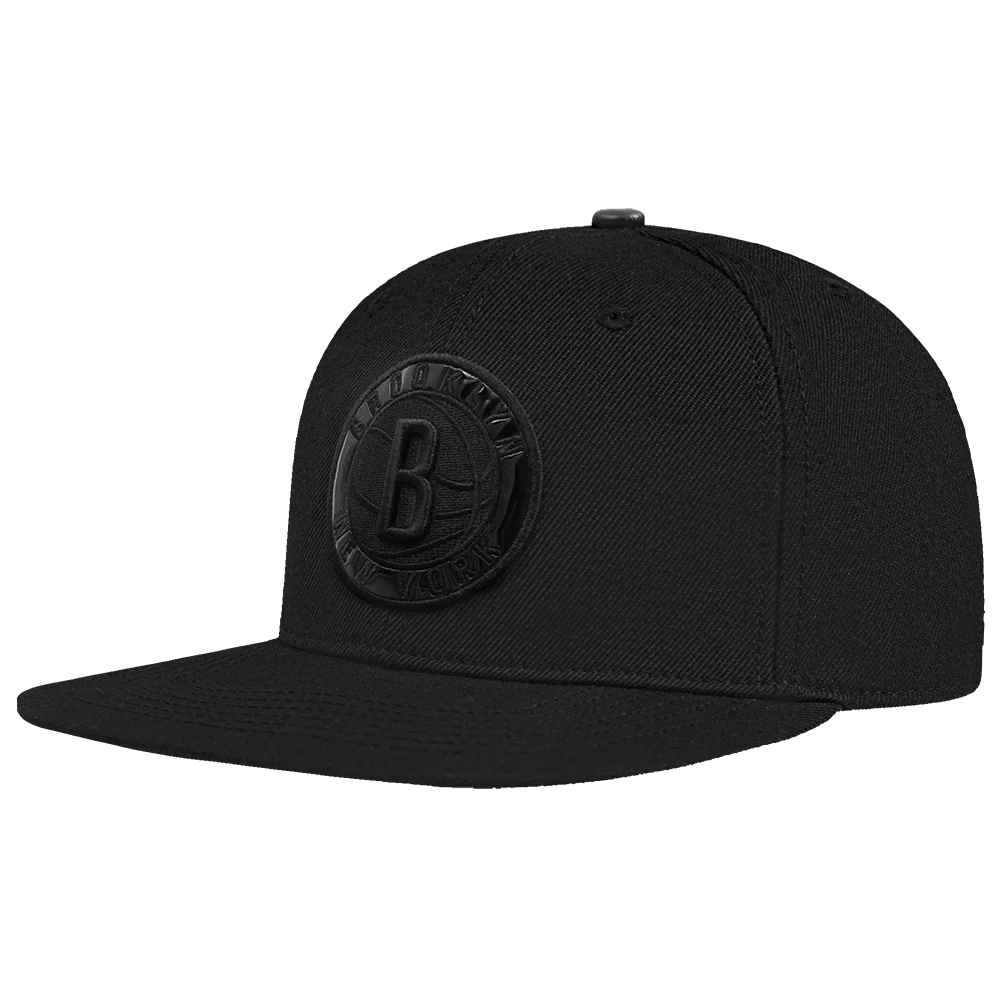 NBA BROOKLYN NETS TRIPLE BLACK LOGO UNISEX SNAPBACK HAT (BLACK) - Image 3