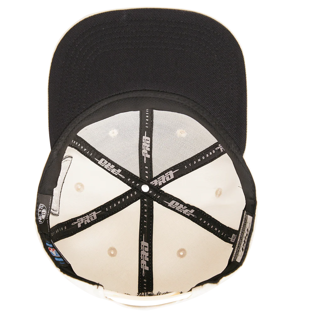 NBA BROOKLYN NETS RETRO CLASSIC UNISEX LOGO WOOL SNAPBACK HAT (EGGSHELL) - Image 5