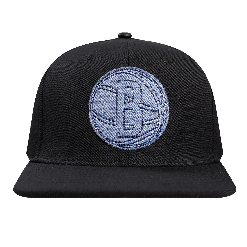 NBA BROOKLYN NETS VARSITY BLUES UNISEX WOOL SNAPBACK HAT (BLACK)