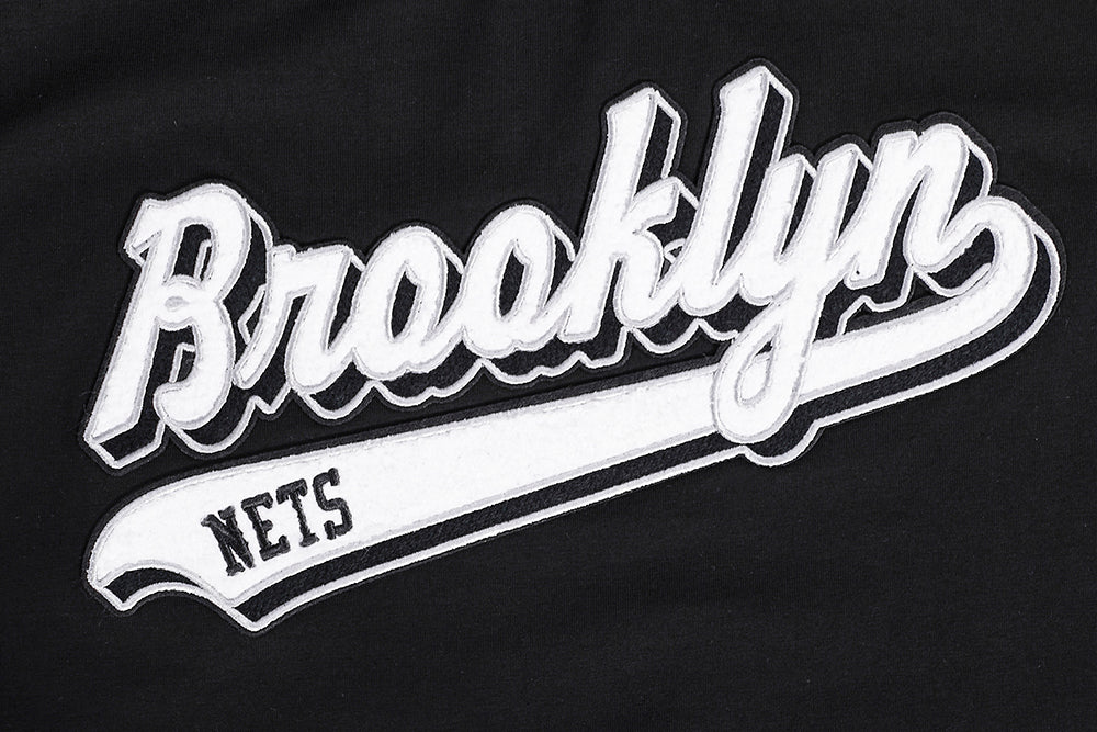 NBA BROOKLYN NETS SCRIPT TAIL WOMEN'S SINGLE JERSEY BOXY TEE (BLACK) - Image 5