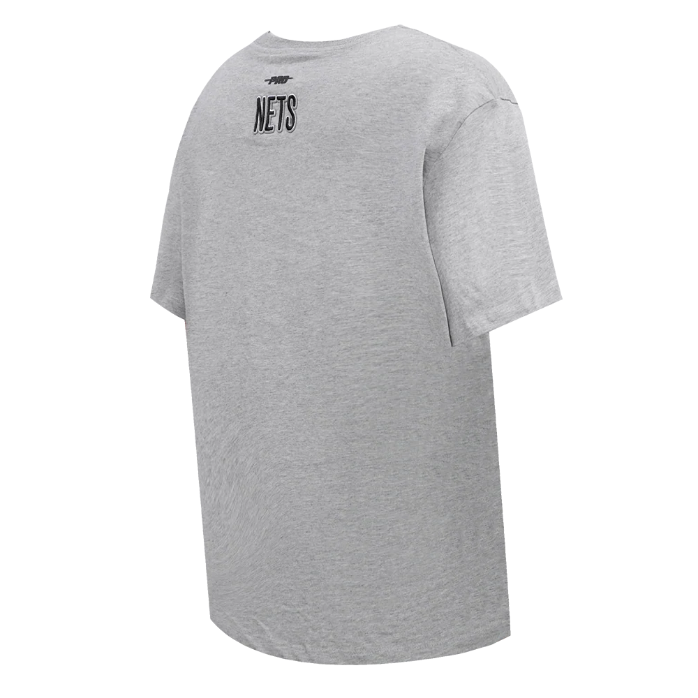 NBA BROOKLYN NETS SCRIPT TAIL WOMEN'S BOYFRIEND TEE (HEATHER GREY) - Image 4