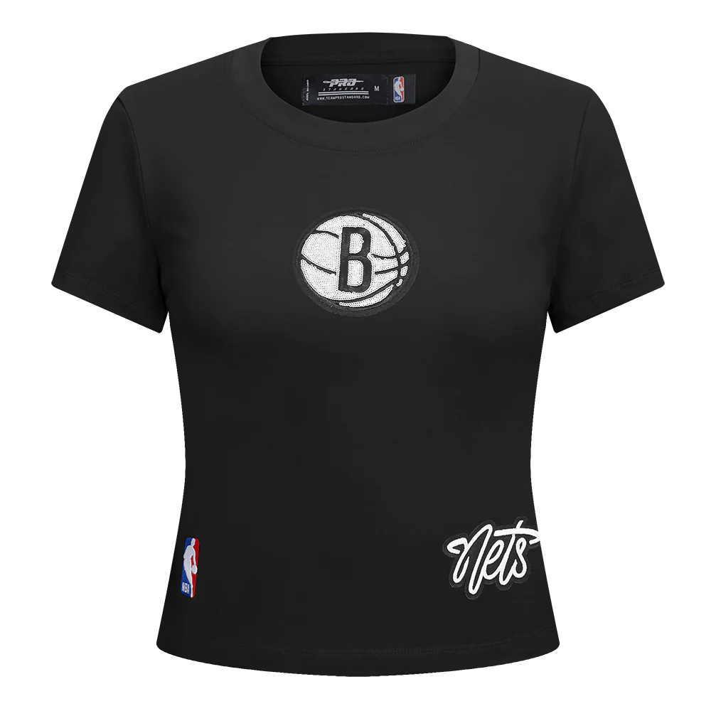 NBA BROOKLYN NETS GAME DAY CLASSICS WOMEN'S SJ BABY DOLL TEE (BLACK)