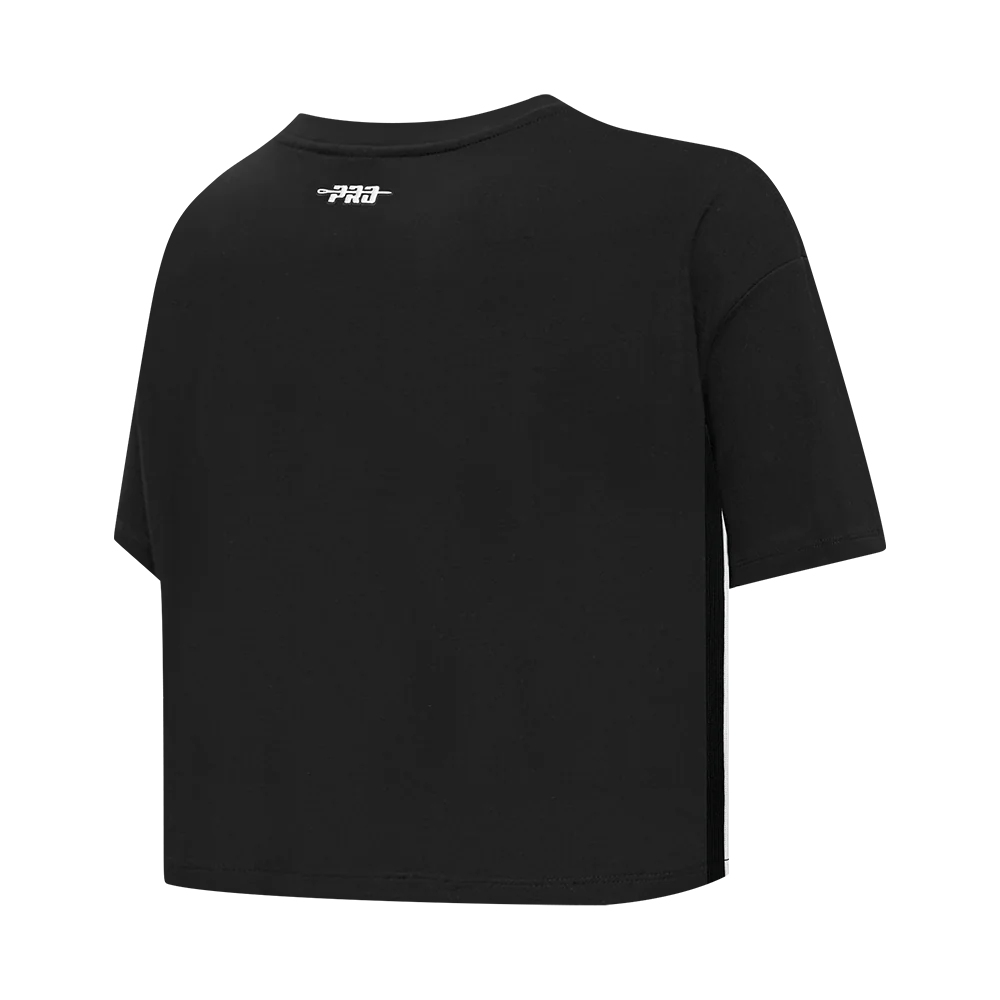 NBA BROOKLYN NETS RETRO ELEVATION WOMEN'S SINGLE JERSEY BOXY TEE (BLACK) - Image 4
