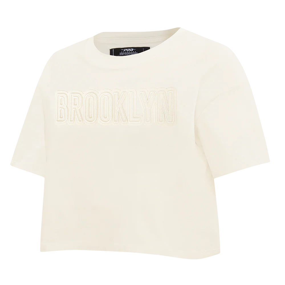 NBA BROOKLYN NETS NEUTRAL WOMEN'S SINGLE JERSEY BOXY TEE (EGGSHELL) - Image 2