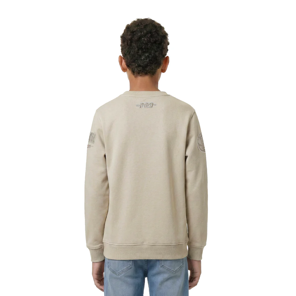 NBA BROOKLYN NETS NEUTRAL BIG BOYS FLEECE CREWNECK (TAUPE) - Image 2