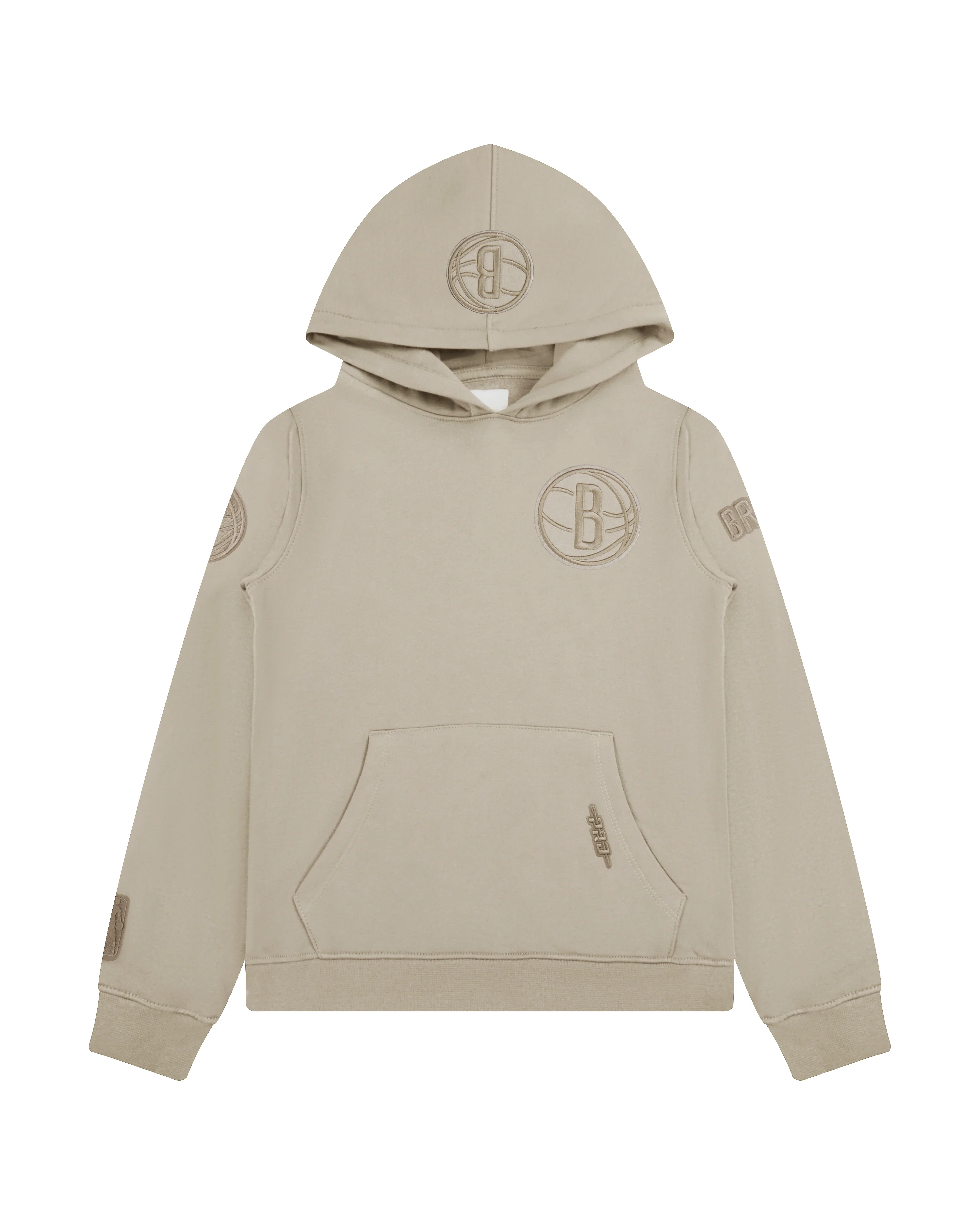NBA BROOKLYN NETS NEUTRAL BIG BOYS FLEECE PULLOVER HOODIE (TAUPE)
