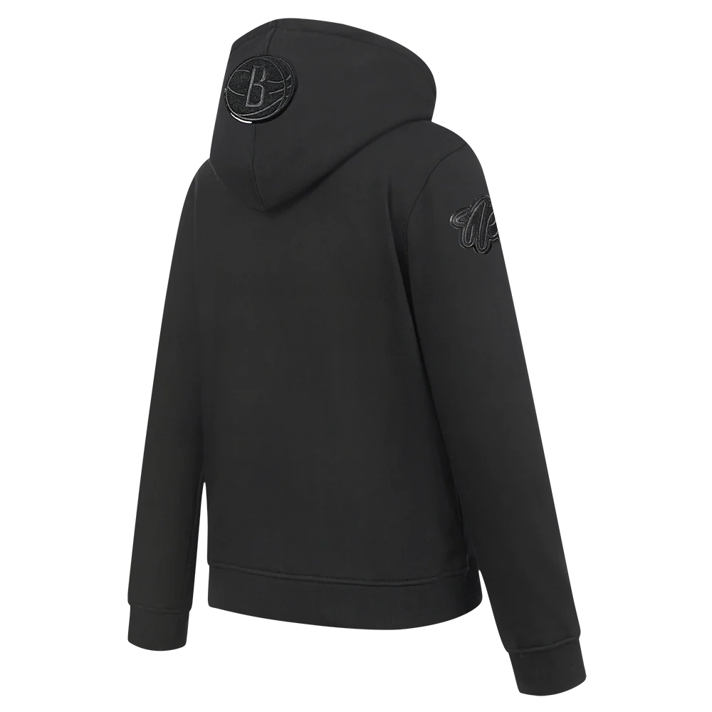 NBA BROOKLYN NETS TRIPLE BLACK BIG BOYS FLEECE PULLOVER HOODIE (BLACK) - Image 4