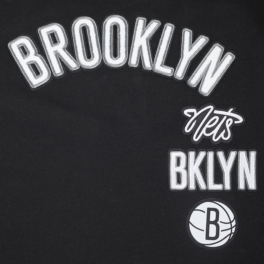 NBA BROOKLYN NETS RETRO CLASSIC BIG GIRLS SHORT SLEEVE BOXY TEE (BLACK) - Image 5