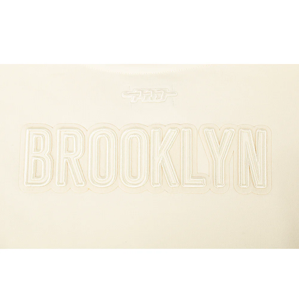 NBA BROOKLYN NETS NEUTRAL BIG GIRLS FLEECE CREWNECK (EGGSHELL) - Image 7