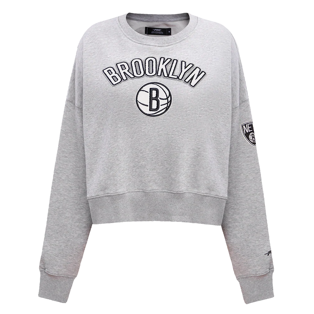 NBA BROOKLYN NETS CLASSIC WOMEN'S CREWNECK (HEATHER GREY)