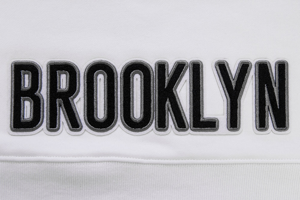 NBA BROOKLYN NETS CLASSIC WOMEN'S CROPPED PULLOVER HOODIE (WHITE) - Image 5