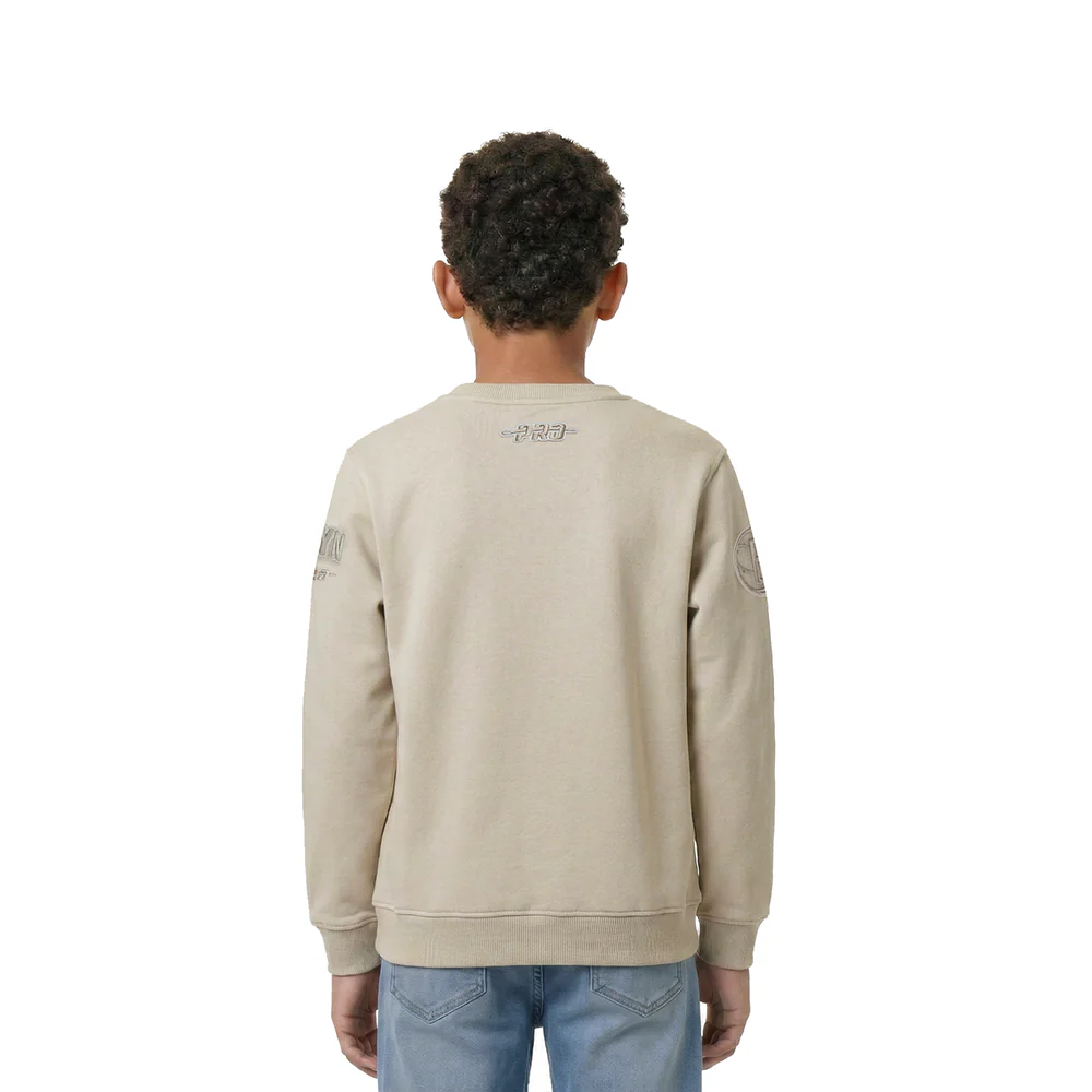 NBA BROOKLYN NETS NEUTRAL LITTLE BOYS FLEECE CREWNECK (TAUPE) - Image 2