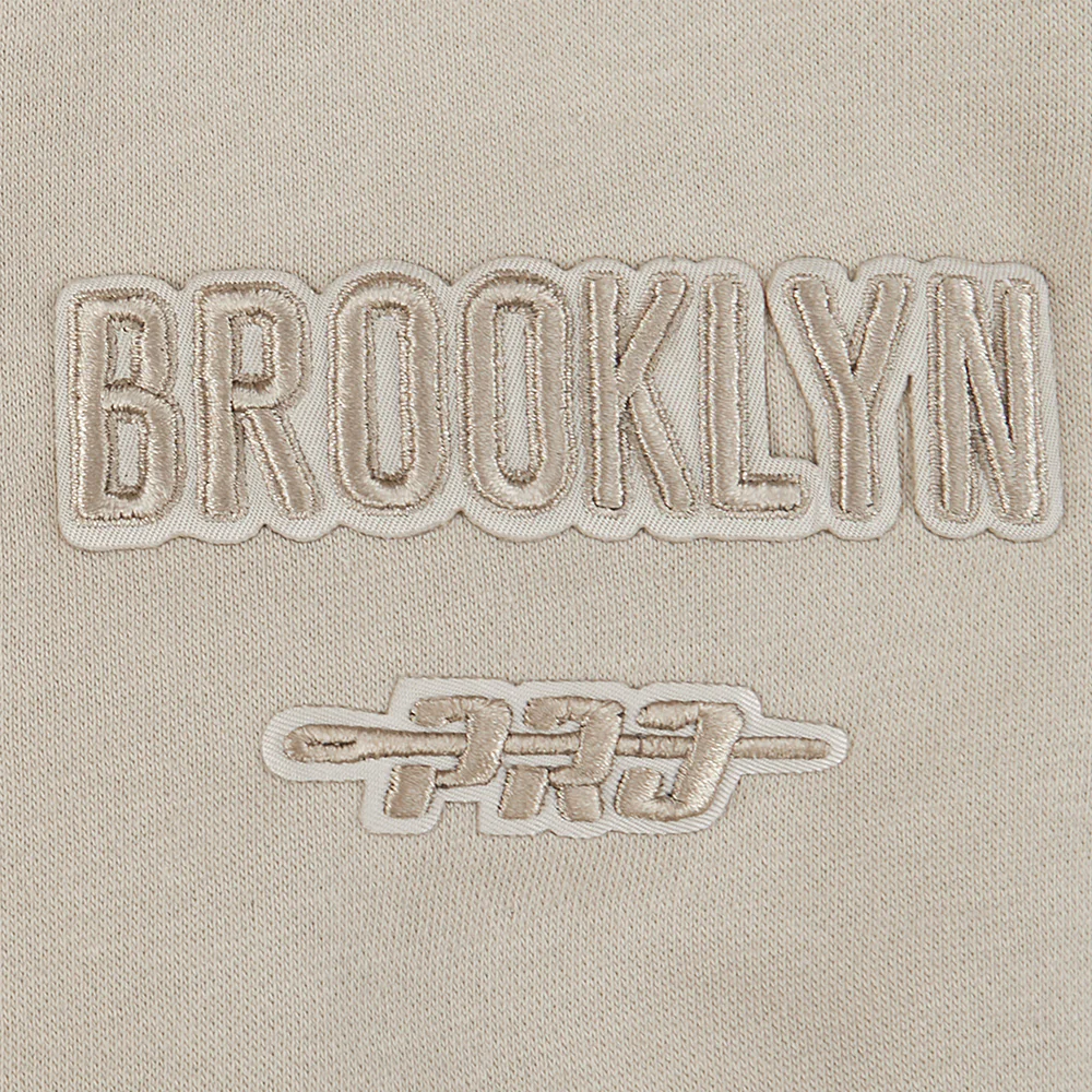 NBA BROOKLYN NETS NEUTRAL LITTLE BOYS FLEECE CREWNECK (TAUPE) - Image 6