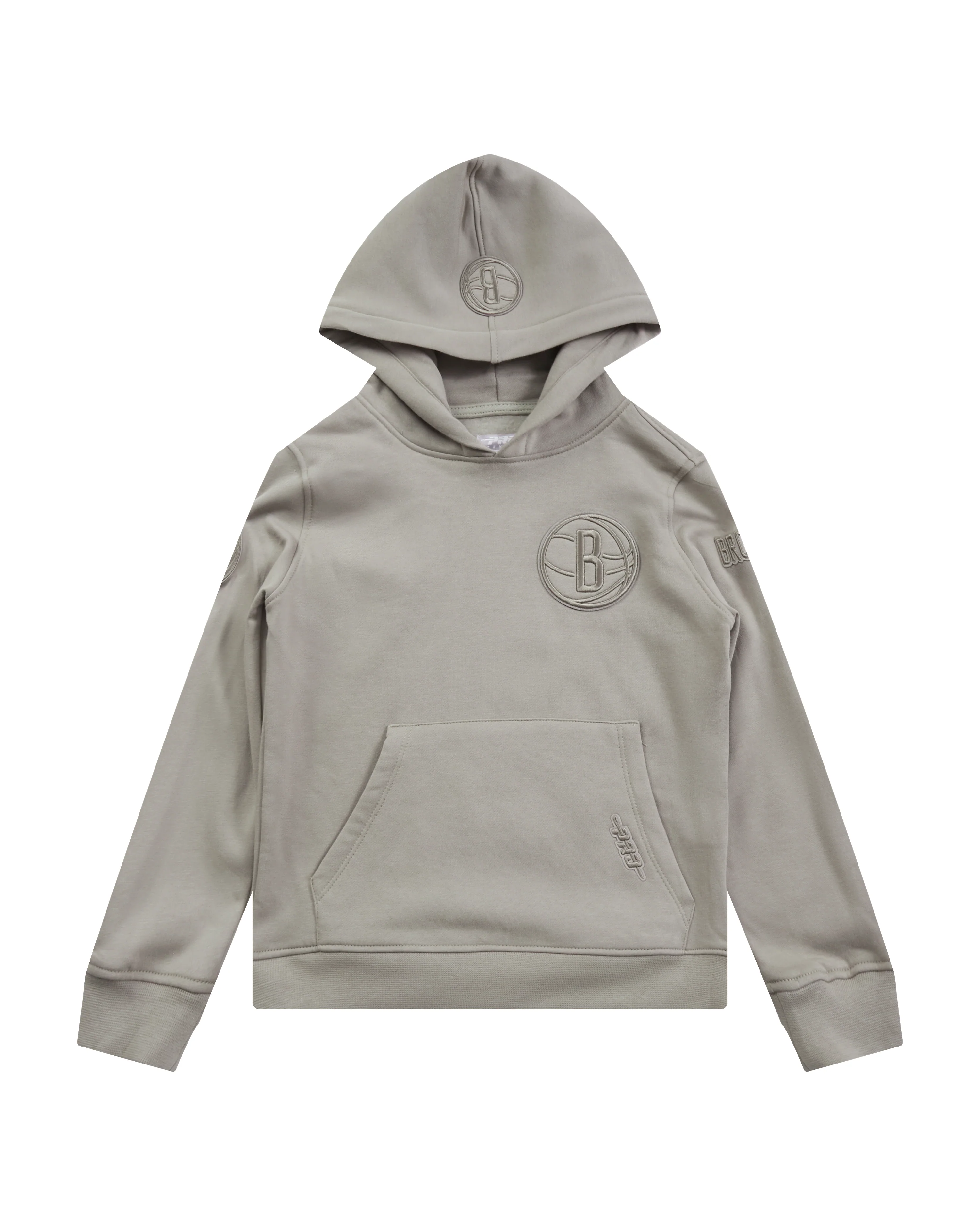 NBA BROOKLYN NETS NEUTRAL LITTLE BOYS FLEECE PULLOVER HOODIE (TAUPE) - Image 3