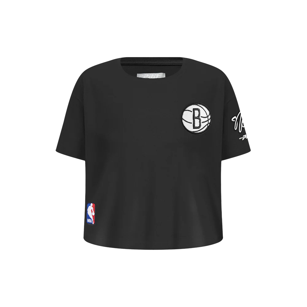 NBA BROOKLYN NETS CLASSIC LITTLE GIRLS SHORT SLEEVE BOXY TEE (BLACK)