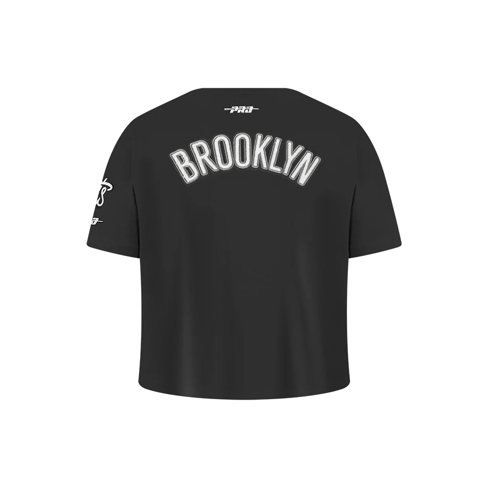 NBA BROOKLYN NETS CLASSIC LITTLE GIRLS SHORT SLEEVE BOXY TEE (BLACK) - Image 3