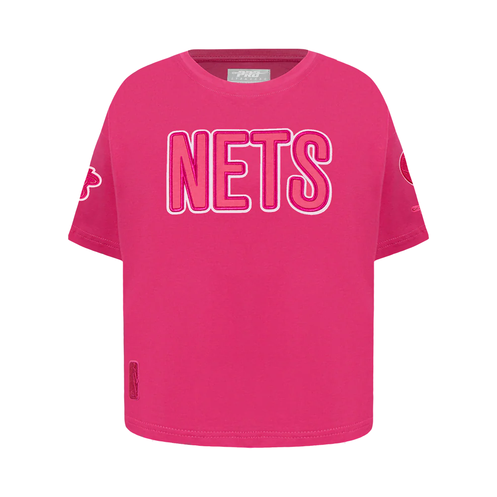 NBA BROOKLYN NETS TRIPLE PINK LITTLE GIRLS SHORT SLEEVE BOXY TEE (BEETROOT PURPLE)