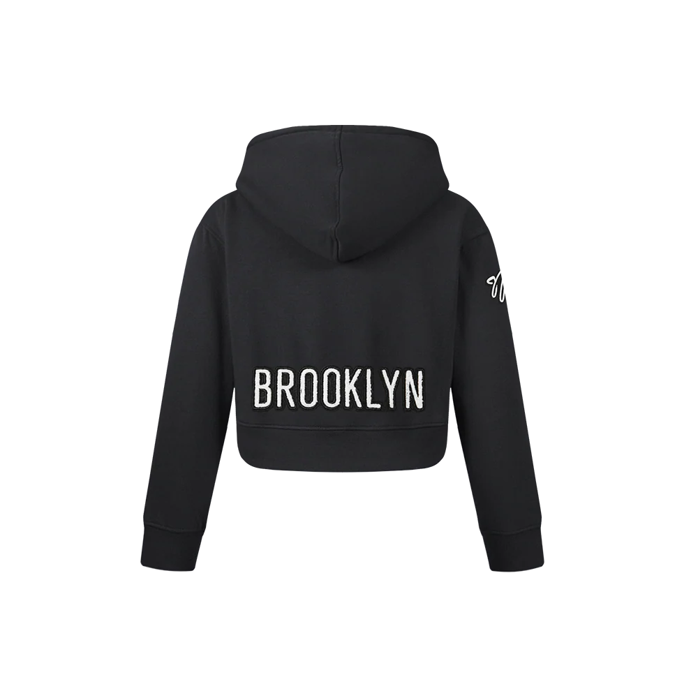 NBA BROOKLYN NETS CLASSIC LITTLE GIRLS FLEECE FULL ZIP HOODIE (BLACK) - Image 3