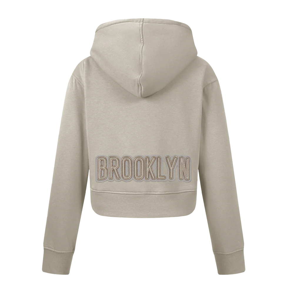 NBA BROOKLYN NETS NEUTRAL LITTLE GIRLS FLC PO HOODIE (TAUPE) - Image 3