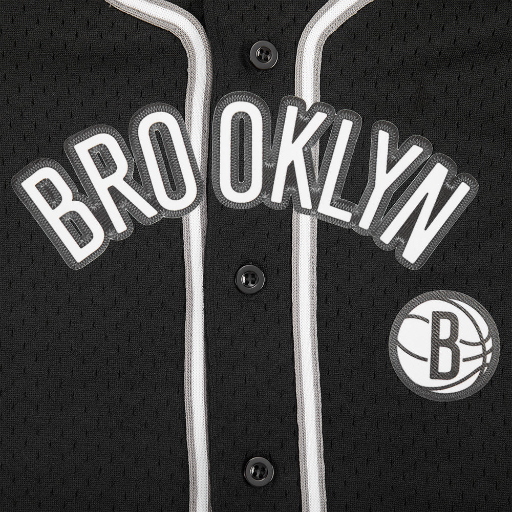 NBA BROOKLYN NETS CLASSIC TODDLER BOYS MESH BUTTON DOWN SHIRT (BLACK/GRAY) - Image 5