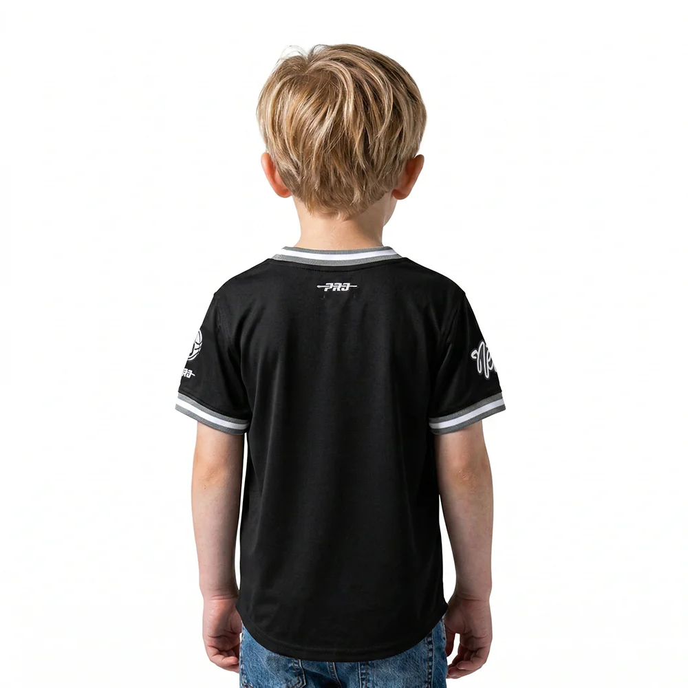 NBA BROOKLYN NETS CLASSIC TODDLER BOYS SHORT SLEEVE STRIPED RIB TEE (BLACK/GRAY) - Image 2