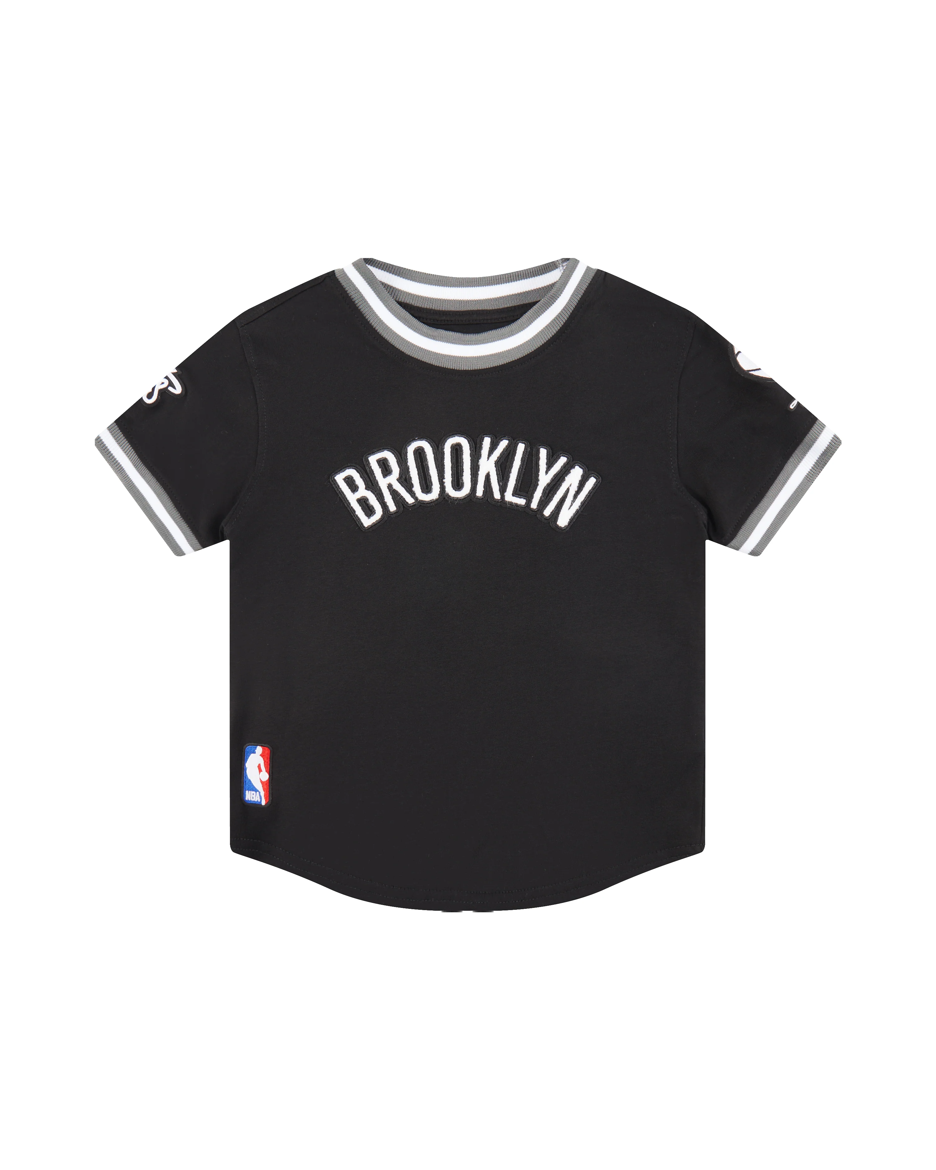 NBA BROOKLYN NETS CLASSIC TODDLER BOYS SHORT SLEEVE STRIPED RIB TEE (BLACK/GRAY) - Image 3