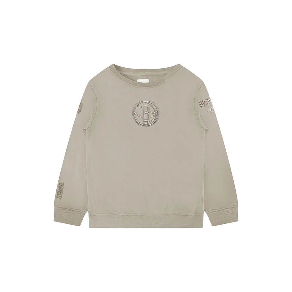 NBA BROOKLYN NETS NEUTRAL TODDLER BOYS FLEECE CREWNECK (TAUPE) - Image 3